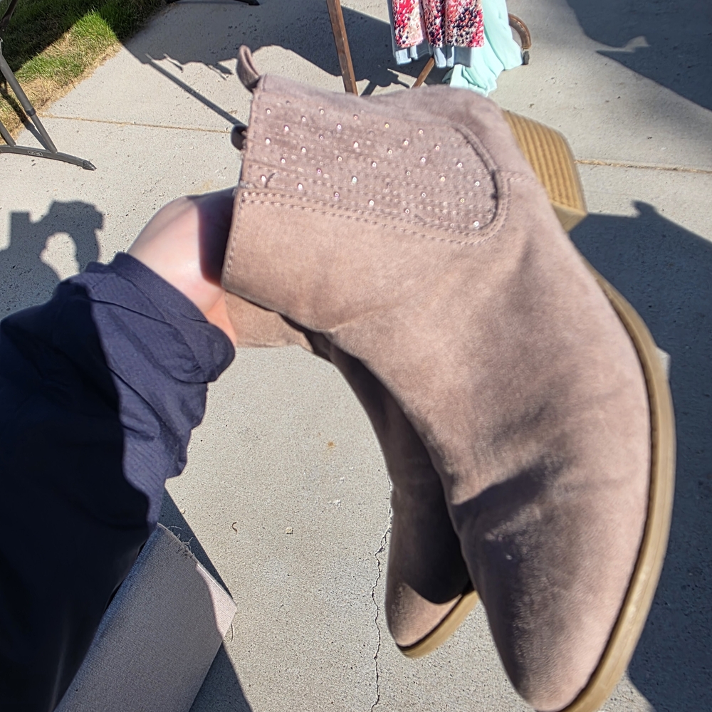 Kohl's Taupe Ankle Booties with Studded Detail
